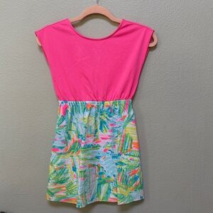 Lilly Pulitzer CAILA DRESS Pink Blue (Sea Salt and Sun), Girls Size Large 8-10